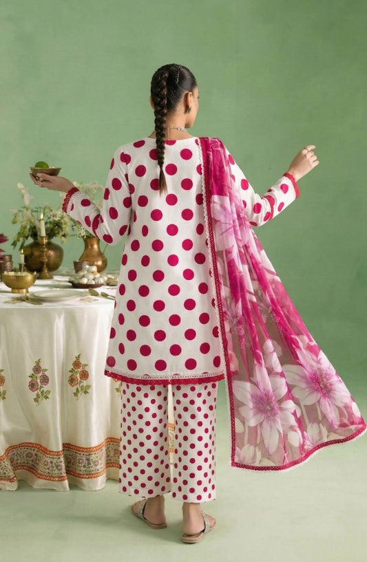 A Dots by Aalaya Printed Lawn Unstitched 3 Piece Suit - D-01 - ALY26DTS - Pink - Summer Collection