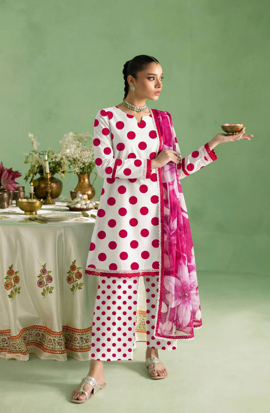 A Dots by Aalaya Printed Lawn Unstitched 3 Piece Suit - D-01 - ALY26DTS - Pink - Summer Collection