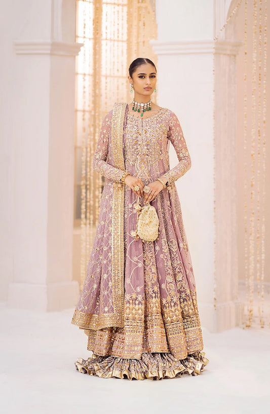 AIK Atelier Luxury Embroidered Chiffon Unstitched 3 Piece Suit - LOOK 10 - AIK25WF - Purple - Wedding Collection