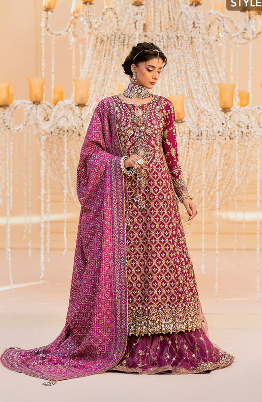AIK Atelier Luxury Embroidered Katan Silk Unstitched 3 Piece Suit - LOOK 10 - AIK25WF - Pink - Wedding Collection