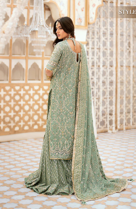 AIK Atelier Luxury Embroidered Kundan Zari Unstitched 3 Piece Suit - LOOK 05 - AIK25WF - Green - Wedding Collection