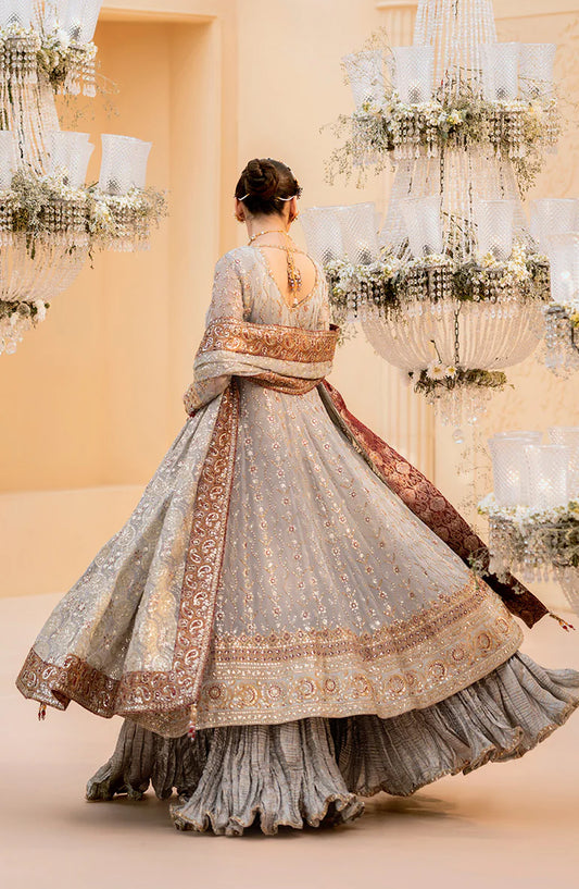AIK Atelier Luxury Embroidered Chiffon Unstitched 3 Piece Suit - LOOK 02 - AIK25WF - Grey - Wedding Collection