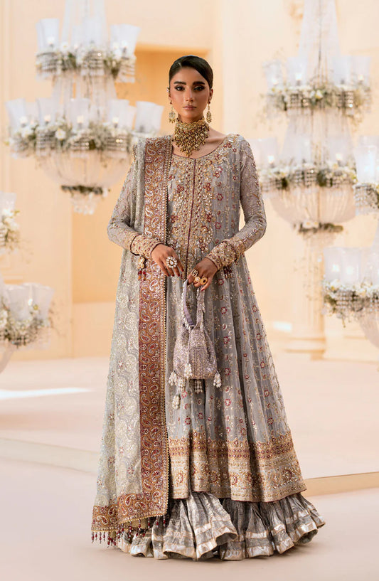 AIK Atelier Luxury Embroidered Chiffon Unstitched 3 Piece Suit - LOOK 02 - AIK25WF - Grey - Wedding Collection