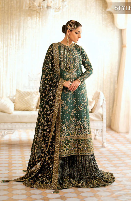AIK Atelier Luxury Embroidered Silk Unstitched 3 Piece Suit - LOOK 07 - AIK25WF - Green - Wedding Collection