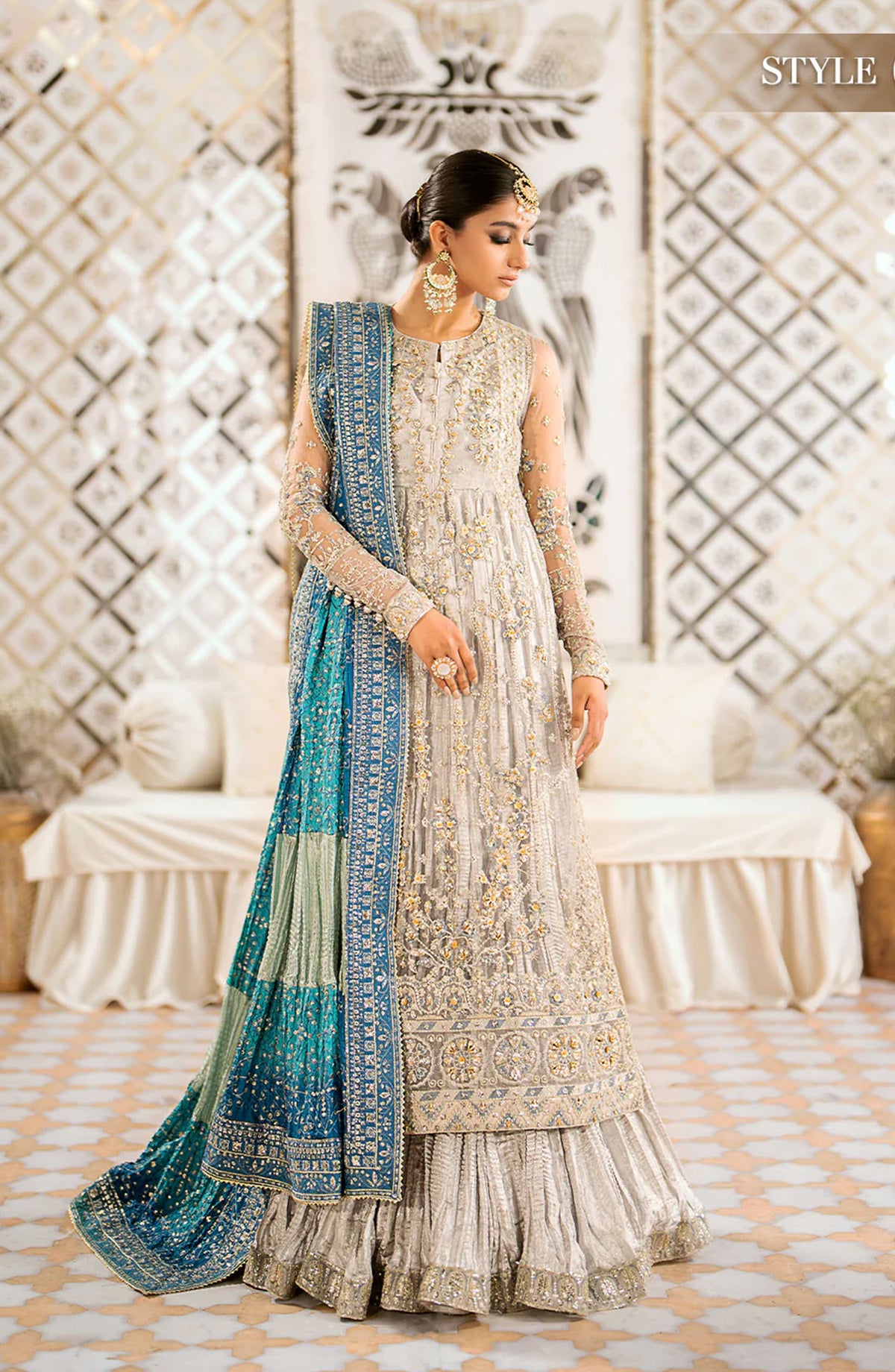 AIK Atelier Luxury Embroidered Net Unstitched 3 Piece Suit - LOOK 10 - AIK25WF - White - Wedding Collection