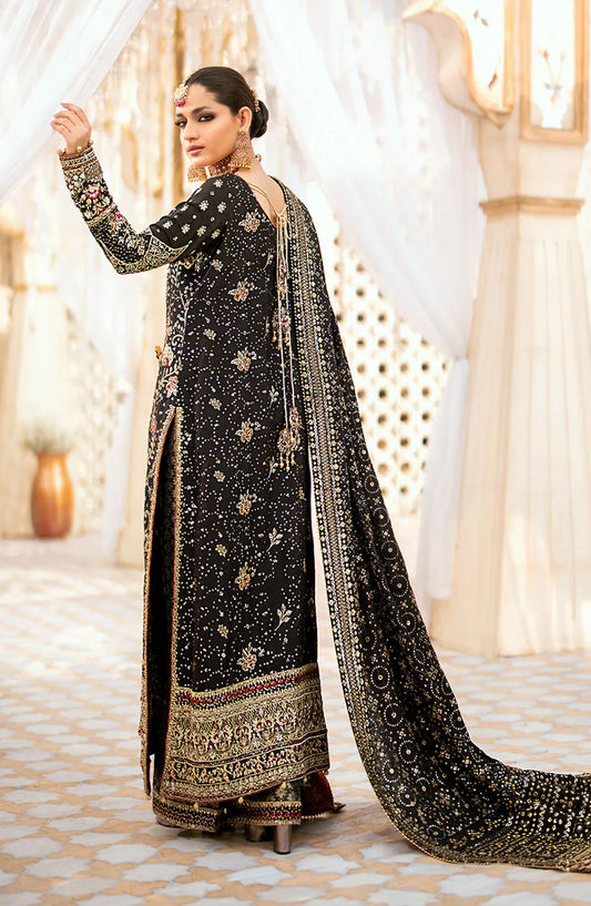 AIK Atelier Luxury Embroidered Silk Unstitched 3 Piece Suit - LOOK 04 - AIK25WF - Black - Wedding Collection