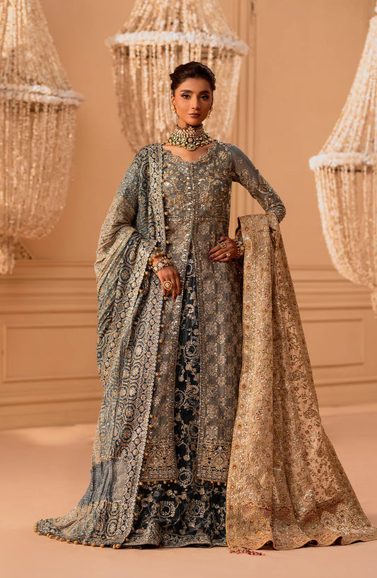 AIK Atelier Luxury Embroidered Net Unstitched 3 Piece Suit - LOOK 06 - AIK25WF - Grey - Wedding Collection