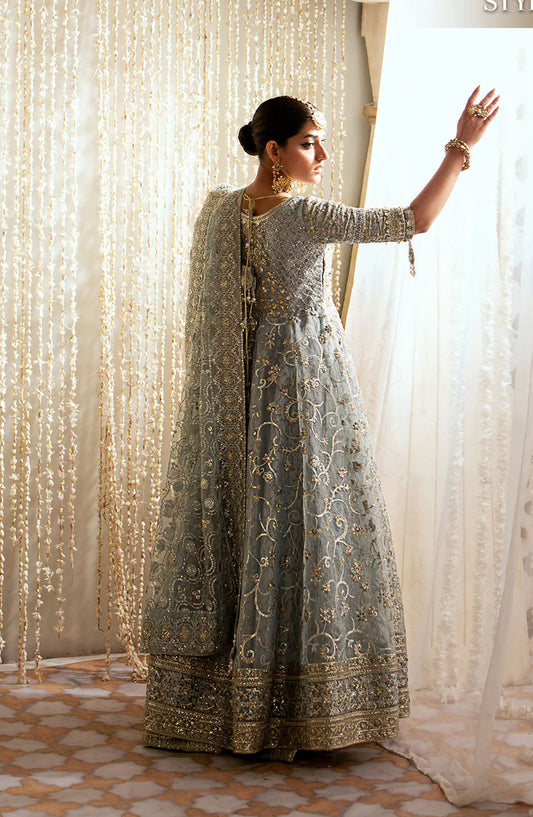 AIK Atelier Luxury Embroidered Organza Unstitched 3 Piece Suit - LOOK 03 - AIK25WF - Light Blue - Wedding Collection