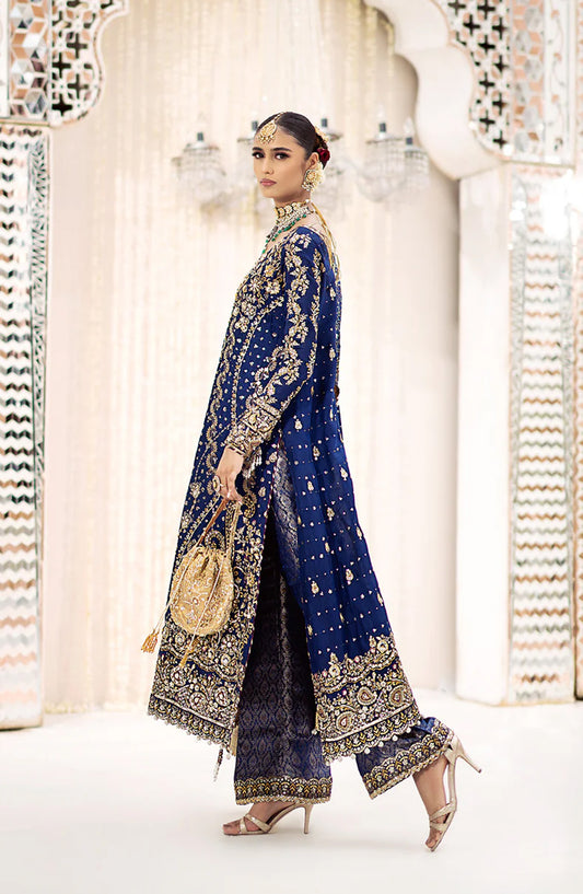 AIK Atelier Luxury Embroidered Silk Unstitched 3 Piece Suit - LOOK 05 - AIK25WF - Blue - Wedding Collection