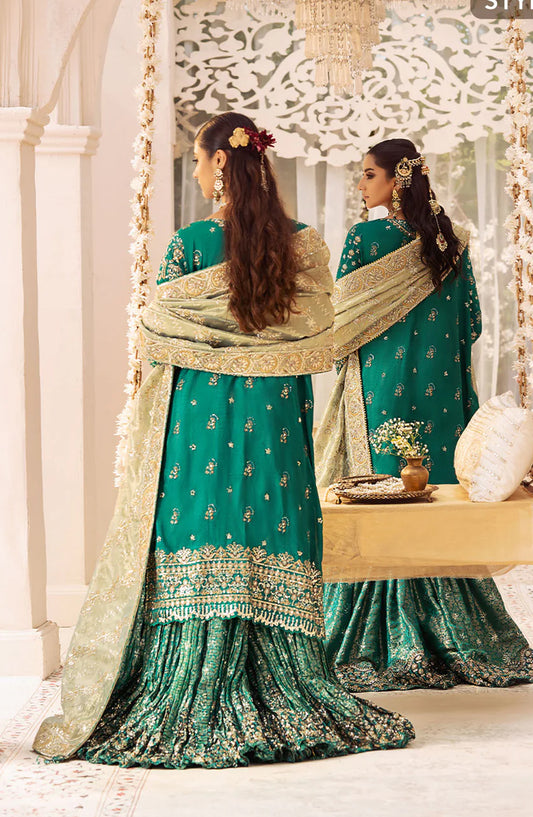 AIK Atelier Luxury Embroidered Silk Unstitched 3 Piece Suit - LOOK 09 - AIK25WF - Green - Wedding Collection