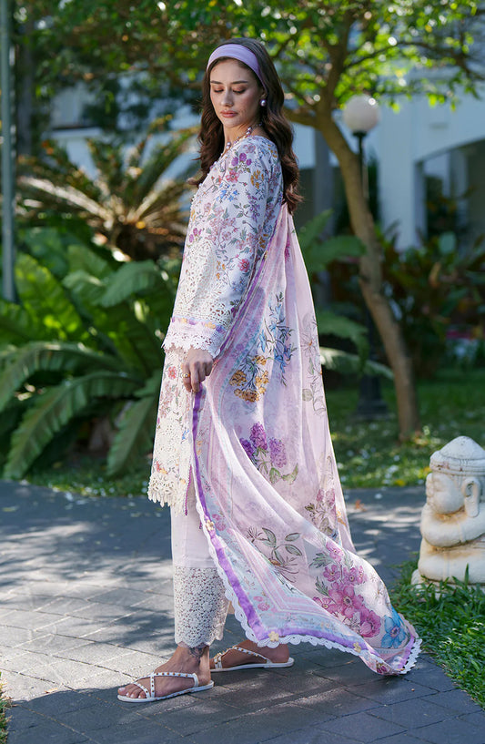 AJR Printed and Embroidered Chikankari Lawn Unstitched 3 Piece Suit - Zuri - AJR26CH - Powder Pink - Summer Collection