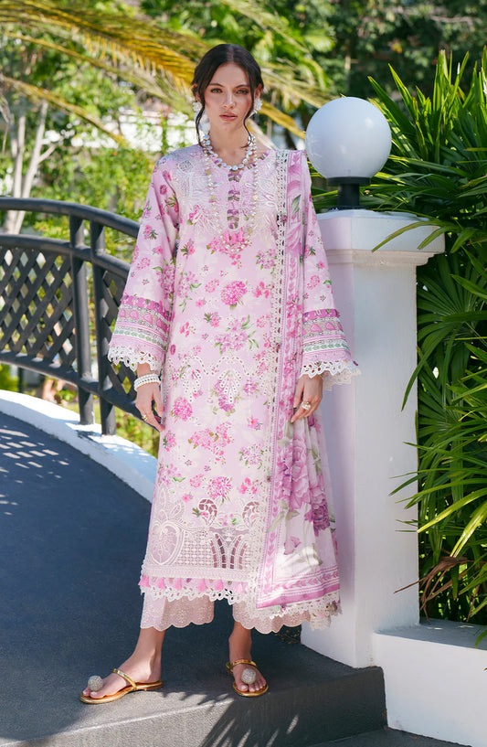 AJR Printed and Embroidered Chikankari Lawn Unstitched 3 Piece Suit - Rumi - AJR26CH - Lilac - Summer Collection