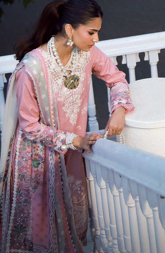 AJR Signature Embroidered Lawn Unstitched 3 Piece Suit - ASL-2610 Sira - AJR26SGN - Pink - Summer Festive Collection