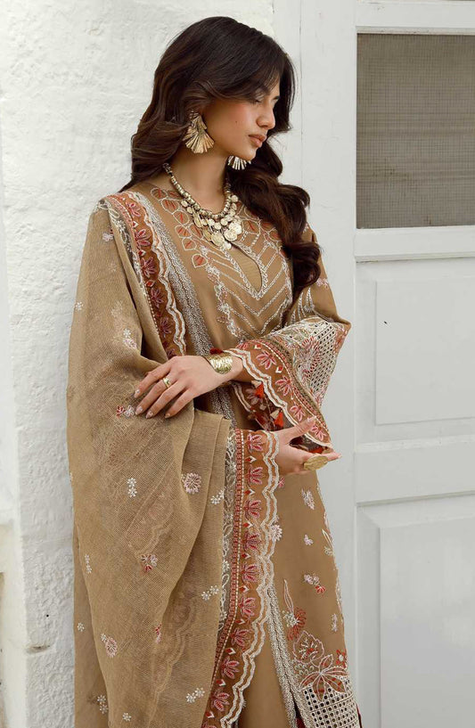 AJR Signature Embroidered Lawn Unstitched 3 Piece Suit - ASL-2606 Noryx - AJR26SGN - Brown - Summer Festive Collection