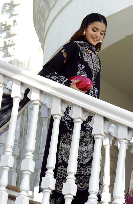 AJR Signature Embroidered Lawn Unstitched 3 Piece Suit - ASL-2603 Vylo - AJR26SGN - Black - Summer Festive Collection