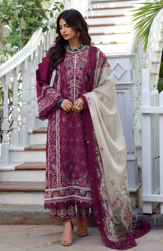 AJR Signature Embroidered Lawn Unstitched 3 Piece Suit - ASL-2604 Luxa - AJR26SGN - Pink - Summer Festive Collection