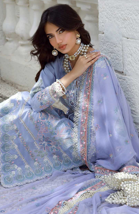 AJR Signature Embroidered Lawn Unstitched 3 Piece Suit - ASL-2602 Velia - AJR26SGN - Blue - Summer Festive Collection