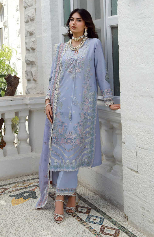 AJR Signature Embroidered Lawn Unstitched 3 Piece Suit - ASL-2602 Velia - AJR26SGN - Blue - Summer Festive Collection
