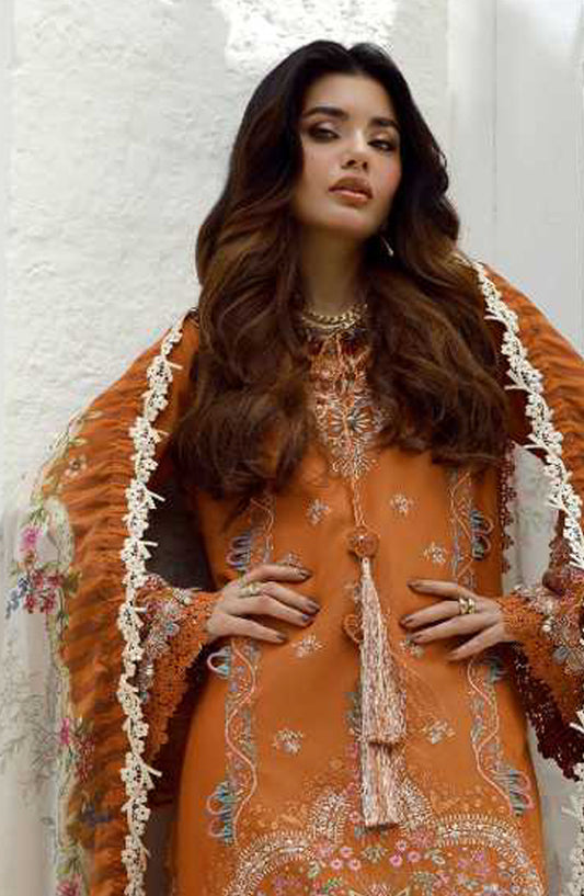 AJR Signature Embroidered Lawn Unstitched 3 Piece Suit - ASL-2601 Viona - AJR26SGN - Mustard - Summer Festive Collection