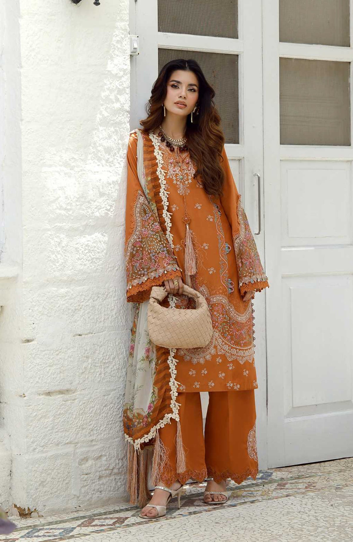 AJR Signature Embroidered Lawn Unstitched 3 Piece Suit - ASL-2601 Viona - AJR26SGN - Mustard - Summer Festive Collection