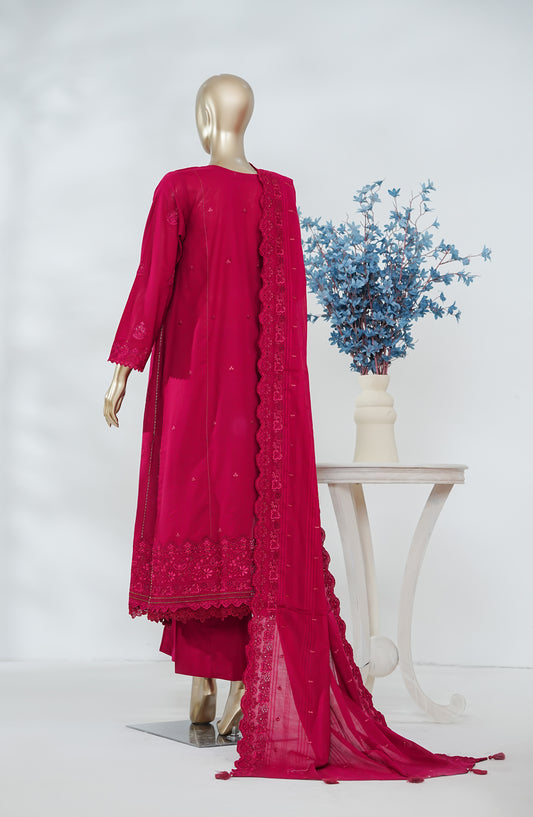 Lakhnawi Celebration by Amna Khadija Embroidered Cotton Stitched 3 Piece Suit - AKLC-01 - AM26LAKH - Red - Eid Collection