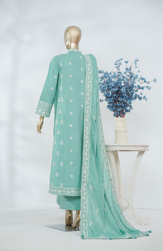 Lakhnawi Celebration by Amna Khadija Embroidered Cotton Stitched 3 Piece Suit - AKLC-02 - AM26LAKH - Ferozi - Eid Collection