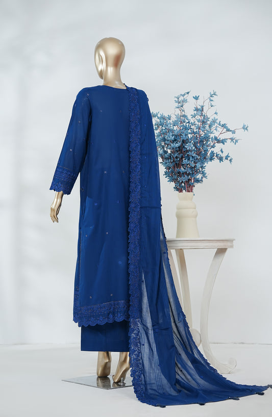 Lakhnawi Celebration by Amna Khadija Embroidered Cotton Stitched 3 Piece Suit - AKLC-04 - AM26LAKH - Blue - Eid Collection