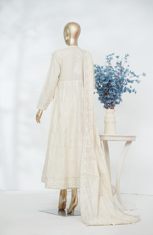 Lakhnawi Celebration by Amna Khadija Embroidered Cotton Stitched 3 Piece Suit - AKLC-05 - AM26LAKH - White - Eid Collection