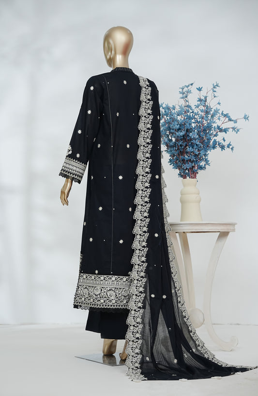 Lakhnawi Celebration by Amna Khadija Embroidered Cotton Stitched 3 Piece Suit - AKLC-06 - AM26LAKH - Black - Eid Collection