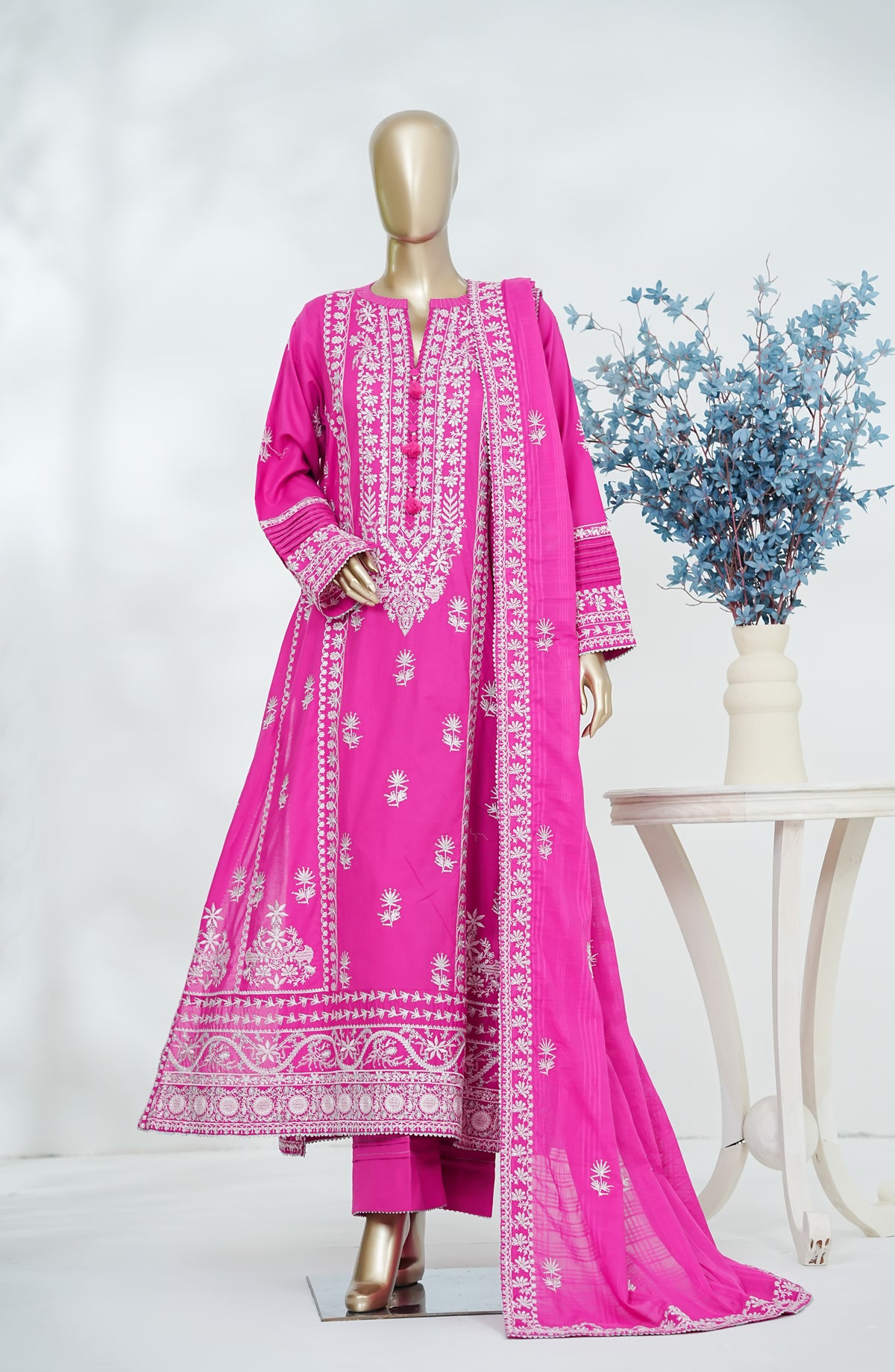 Lakhnawi Celebration by Amna Khadija Embroidered Cotton Stitched 3 Piece Suit - AKLC-07 - AM26LAKH - Pink - Eid Collection