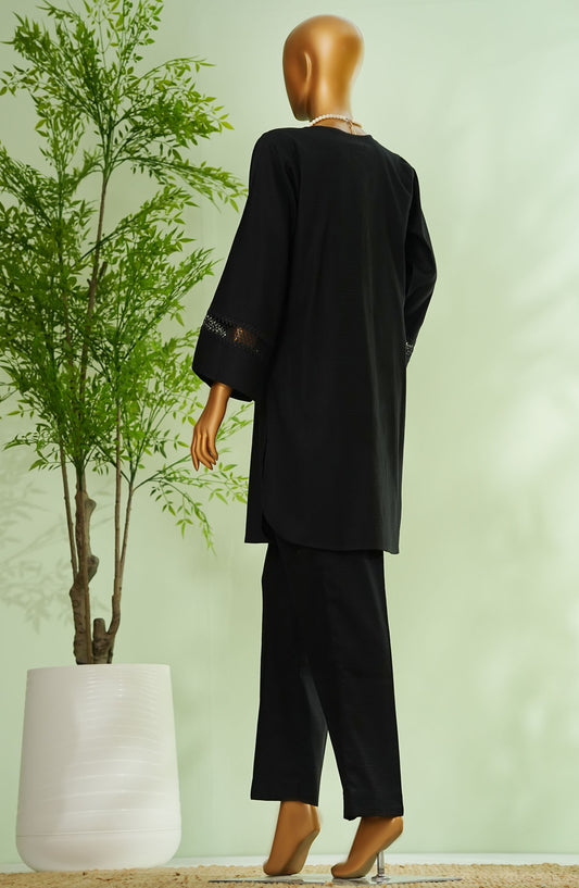 Monochrome by Amna Khadija Embroidered Cotton Stitched 2 Piece Suit - AM25MNC2 - D-278 - Black - Summer Collection