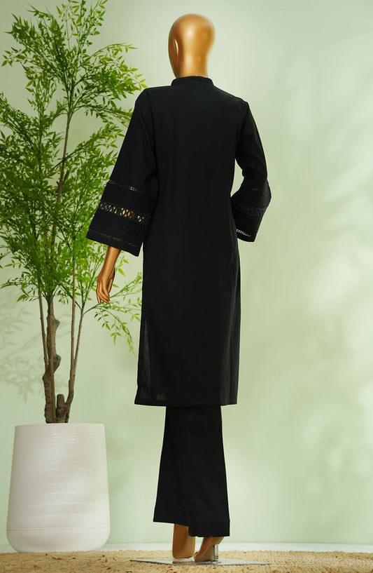 Monochrome by Amna Khadija Embroidered Cotton Stitched 2 Piece Suit - AM25MNC2 - D-280 - Black - Summer Collection