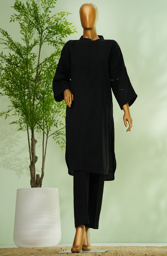 Monochrome by Amna Khadija Embroidered Cotton Stitched 2 Piece Suit - AM25MNC2 - D-281 - Black - Summer Collection
