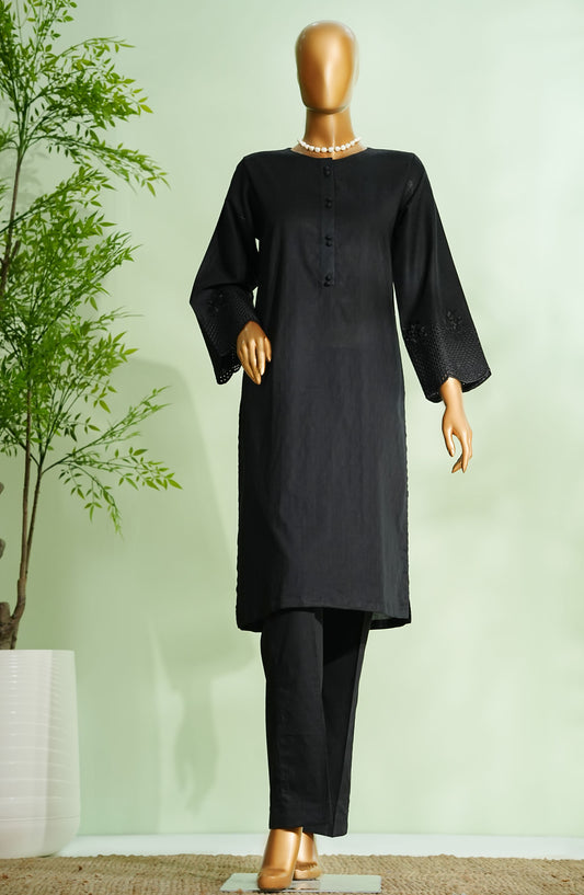 Monochrome by Amna Khadija Embroidered Cotton Stitched 2 Piece Suit - AM25MNC2 - D-2730 - Black - Summer Collection