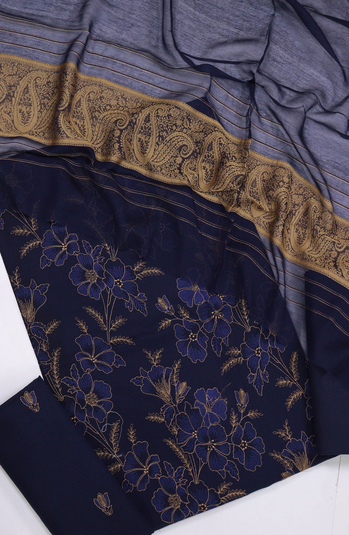 Sabeha by Amna Khadija Embroidered Lawn Unstitched 3 Piece Suit - AM25SB - D-03 - Blue - Summer Collection