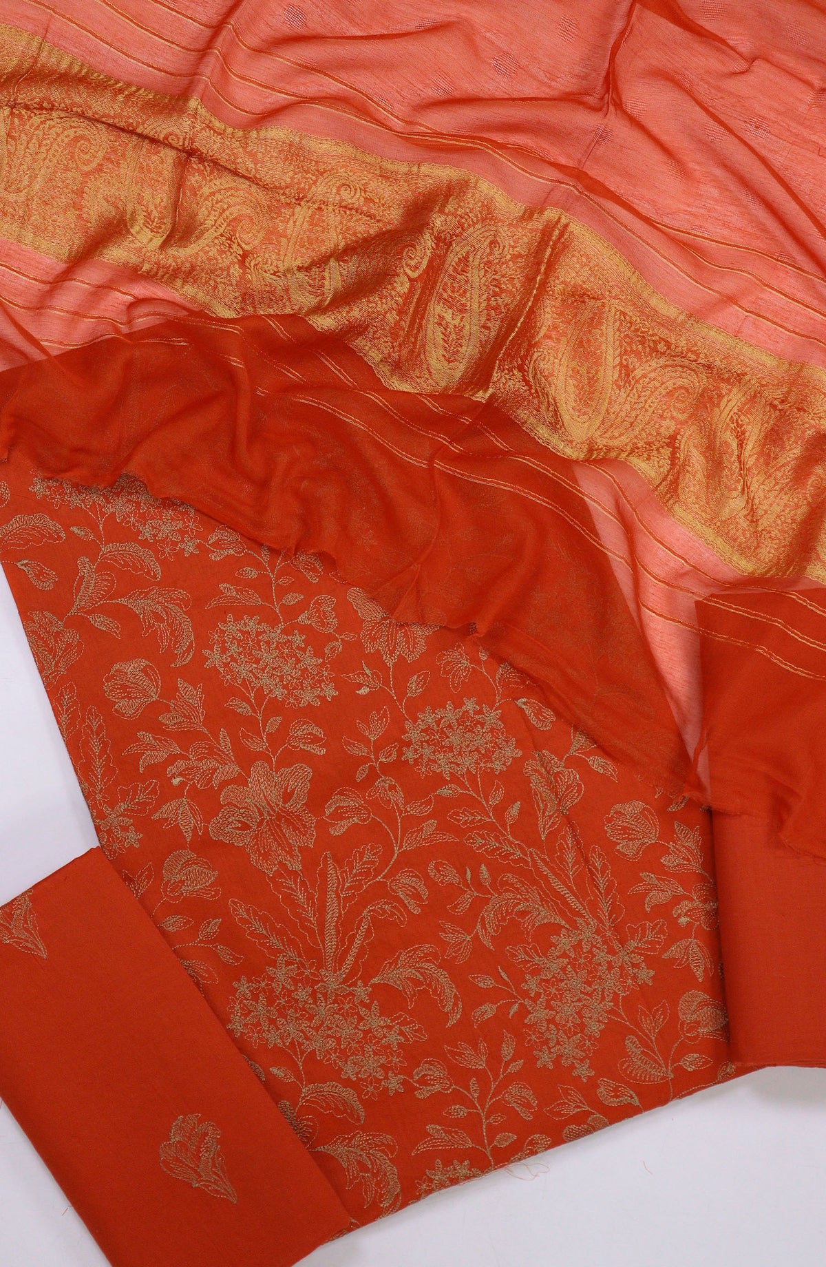Sabeha by Amna Khadija Embroidered Lawn Unstitched 3 Piece Suit - AM25SB - D-05 - Orange - Summer Collection