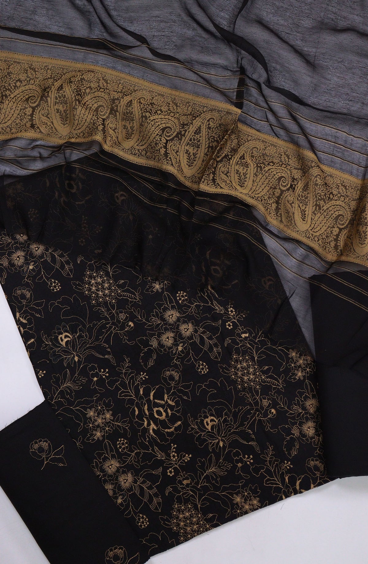 Sabeha by Amna Khadija Embroidered Lawn Unstitched 3 Piece Suit - AM25SB - D-06 - Black - Summer Collection