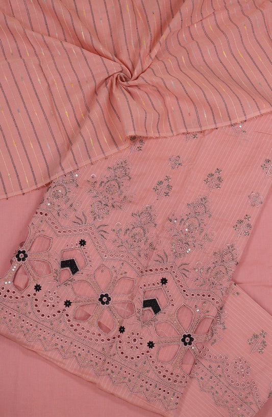 Shanaya by Amna Khadija Luxury Self Doriya Lawn Unstitched 3 Piece Suit - AM25SHN - D-06 - Pink - Festive Collection