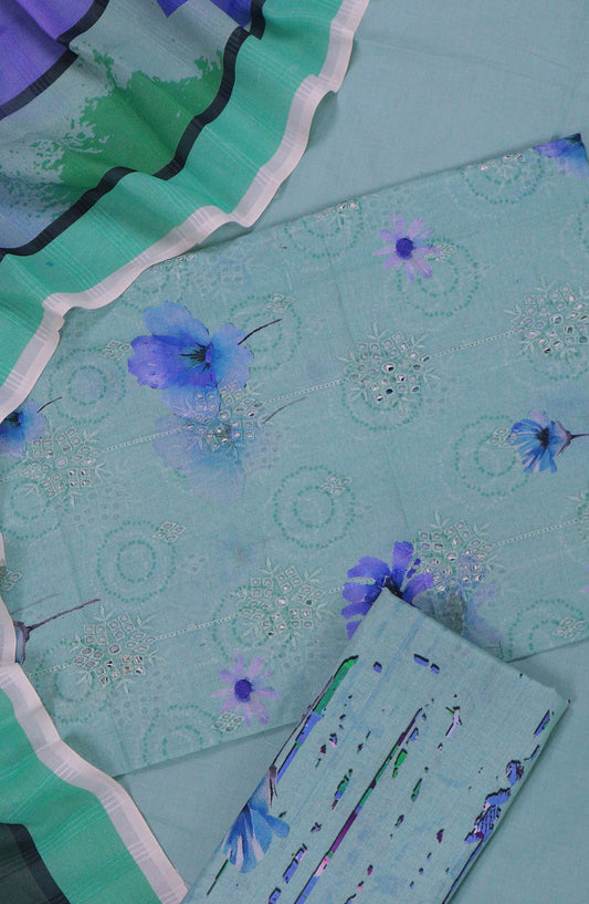 Zeenat by Amna Khadija Embroidered Chikankari Lawn Unstitched 3 Piece Suit - AM25ZNT - D-02 - Blue - Summer Collection