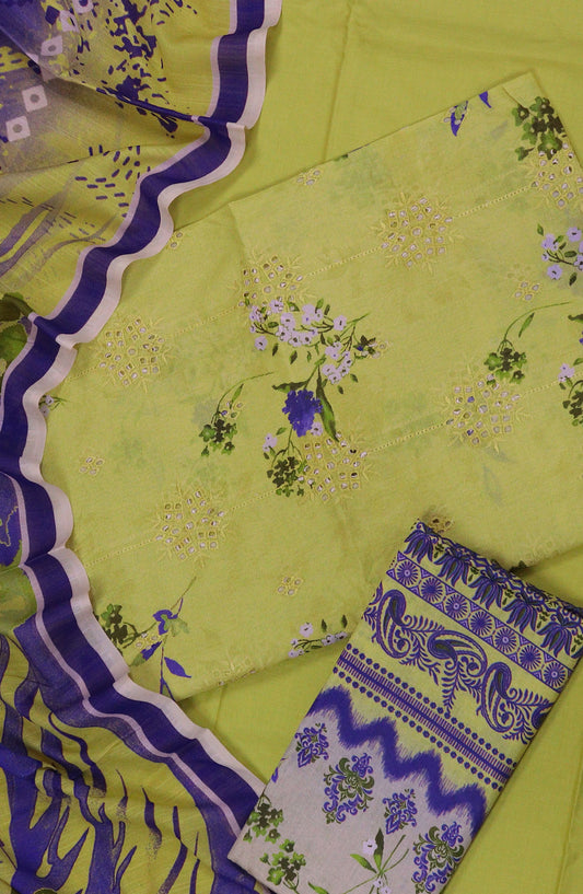 Zeenat by Amna Khadija Embroidered Chikankari Lawn Unstitched 3 Piece Suit - AM25ZNT - D-10 - Lemon - Summer Collection