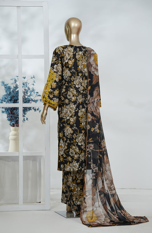 Afsana by Amna Khadija Embroidered Cotton Stitched 3 Piece Suit - AZFP-01 - AM26AZFP - Black - Festive Collection