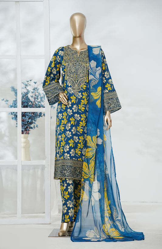 Afsana by Amna Khadija Embroidered Cotton Stitched 3 Piece Suit - AZFP-02 - AM26AZFP - Blue - Festive Collection