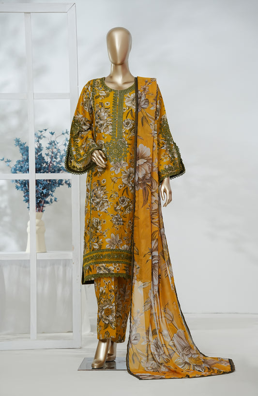 Afsana by Amna Khadija Embroidered Cotton Stitched 3 Piece Suit - AZFP-05 - AM26AZFP - Mustard - Festive Collection