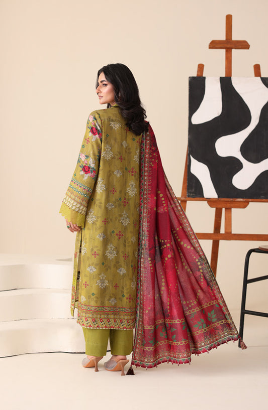 Aafreen by Riaz Arts Printed & Embroidered Karandi Unstitched 3 Piece Suit - AF-253 - RA25AKR - Dhani - Winter Collection