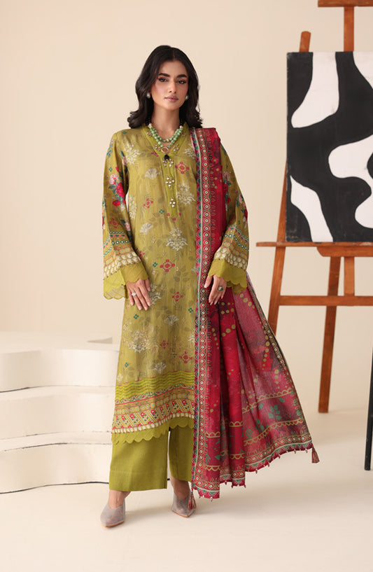 Aafreen by Riaz Arts Printed & Embroidered Karandi Unstitched 3 Piece Suit - AF-253 - RA25AKR - Dhani - Winter Collection