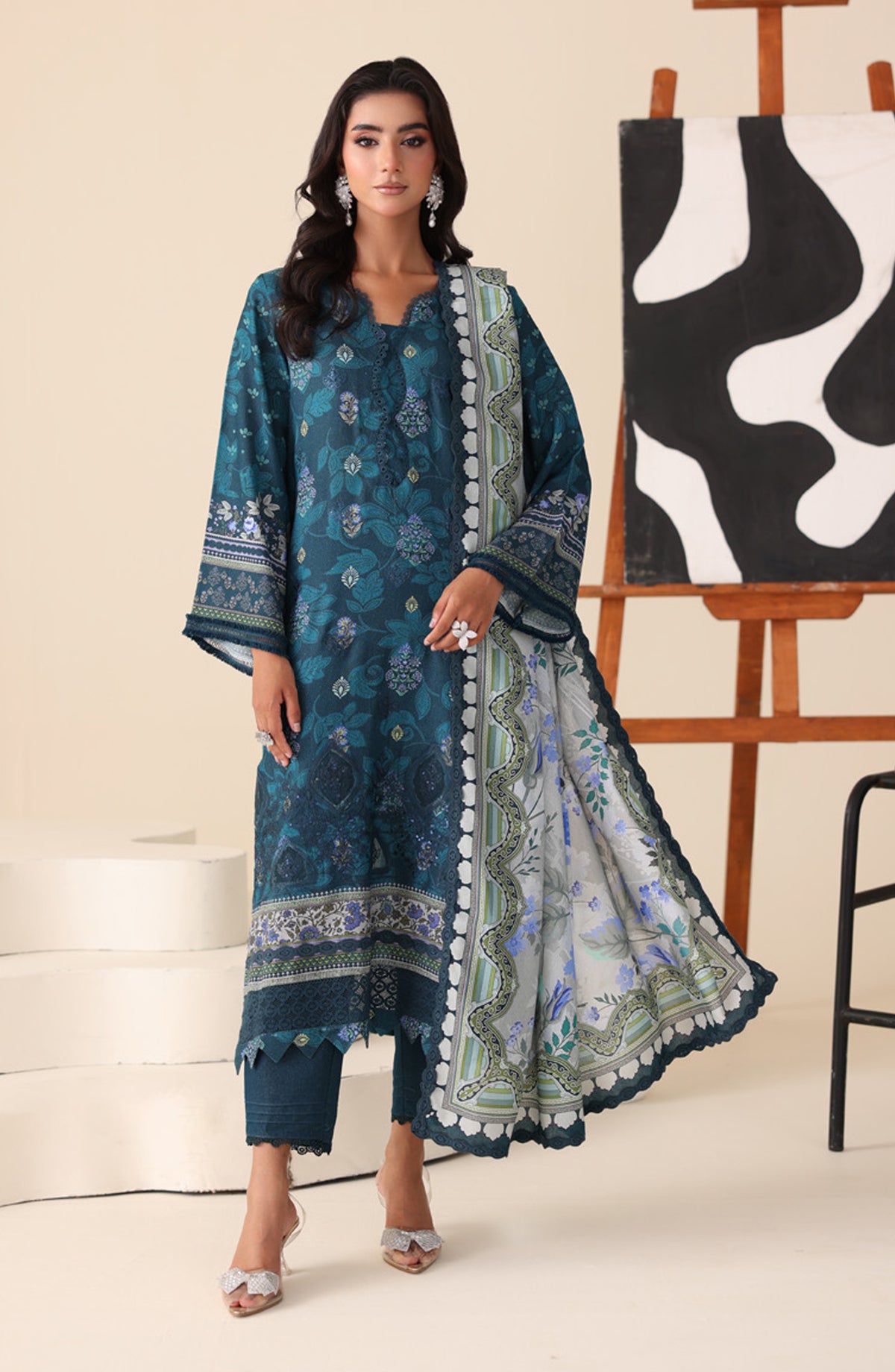 Aafreen by Riaz Arts Printed & Embroidered Karandi Unstitched 3 Piece Suit - AF-252 - RA25AKR - Green - Winter Collection