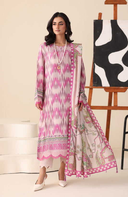 Aafreen by Riaz Arts Printed & Embroidered Karandi Unstitched 3 Piece Suit - AF-251 - RA25AKR - Pink - Winter Collection