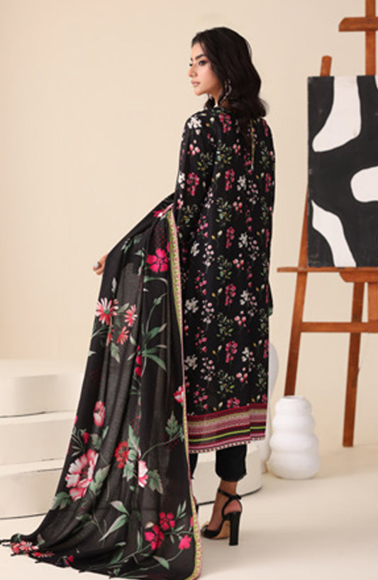 Aafreen by Riaz Arts Printed & Embroidered Karandi Unstitched 3 Piece Suit - AF-250 - RA25AKR - Black - Winter Collection