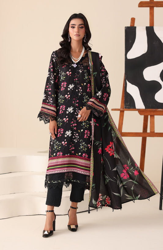 Aafreen by Riaz Arts Printed & Embroidered Karandi Unstitched 3 Piece Suit - AF-250 - RA25AKR - Black - Winter Collection