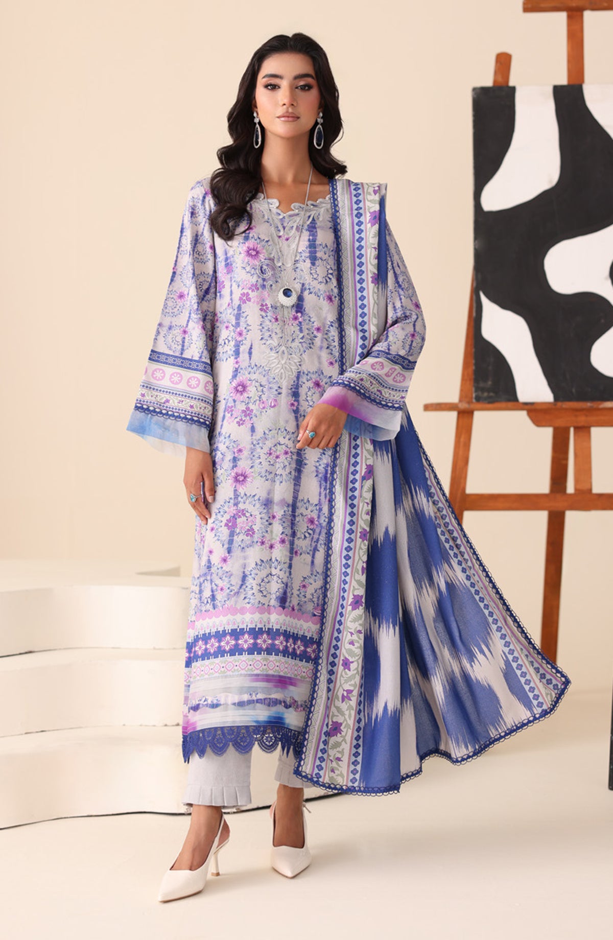 Aafreen by Riaz Arts Printed & Embroidered Karandi Unstitched 3 Piece Suit - AF-249 - RA25AKR - Purple - Winter Collection